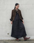 Linen Gather Dress / White・Black
